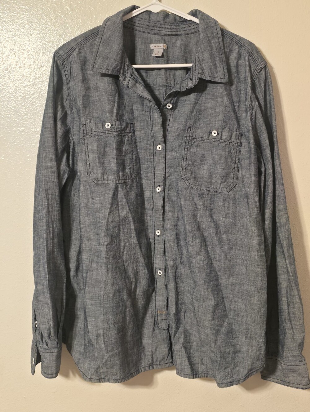 Carhartt 102073 Women's Blue Chambray Button-Up Shirt Size XL (16/18)
